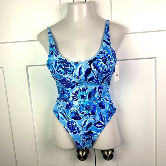 NWT Andie Swim SMALL The Baia One Piece in Bluf Blue Floral - Picture 1 of 9